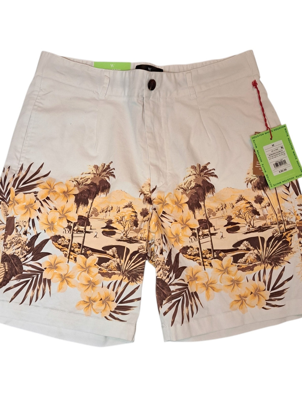 Houston White Men’s Medium Chino Shorts Tropical Floral Print White NWT